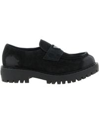 Prada - Triangle-Logo Loafers - Lyst