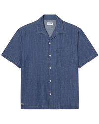 Lacoste - Relaxed Fit Open Neck Denim Shirt - Lyst