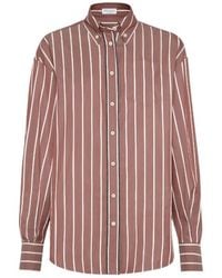Brunello Cucinelli - Striped Poplin Shirt - Lyst