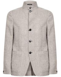 ZEGNA - Micro Check Stand Collar Jacket - Lyst