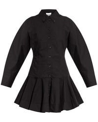 Ganni - Ruffled Hem Detailed Mini Shirt Dress - Lyst