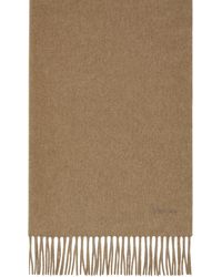 Max Mara - Logo Embroidered Fringed Edge Scarf - Lyst