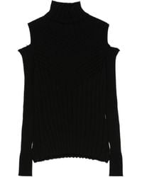 D.exterior - Cut-Out Turtleneck Knitted Sweater - Lyst