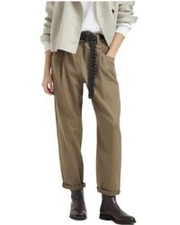 Brunello Cucinelli - High-Waisted Straight Leg Trousers - Lyst