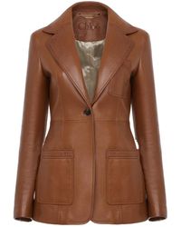 Chloé - Patch-Pocket Leather Jacket - Lyst