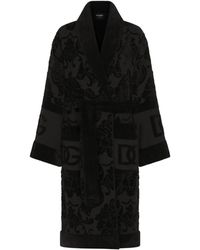 Dolce & Gabbana - Logo Jacquard Terry Bathrobe - Lyst