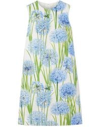Oscar de la Renta - Floral-Print Cotton-Blend Poplin Mini Dress - Lyst