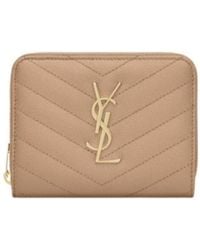 Saint Laurent - Monogram Zip-Around Leather Wallet - Lyst