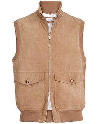 Brunello Cucinelli - Suede Padded Gilet - Lyst