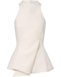 Magda Butrym - Asymmetric Peplum Wool-Blend Top - Lyst
