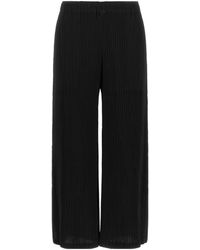 Issey Miyake - Hatching Pleated Cropped Pants - Lyst