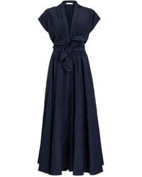 Alaïa - Linen-Blend Knot Midi Dress - Lyst