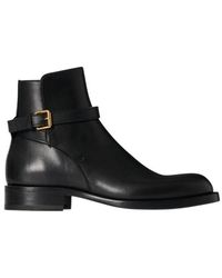 The Row - Nobilis Buckle Leather Ankle Boots - Lyst
