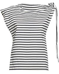MSGM - Bow-Detail Striped Cotton Top - Lyst
