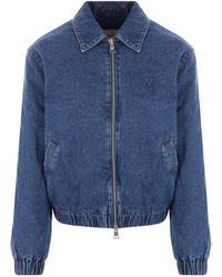 Ami Paris - Ami De Coeur Zipped Denim Jacket - Lyst