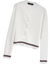 Gucci - Gg Fine Cotton Viscose Jacquard Cardigan - Lyst