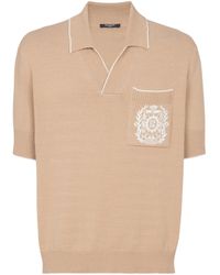 Balmain - Knitted Crest-Detail Polo Shirt - Lyst