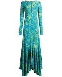 Etro - Long Stretch Jersey Dress With Floral Motif - Lyst