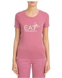 EA7 - Round-Necked Logo T-Shirt - Lyst