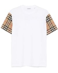 Burberry - Check Cotton T-Shirt - Lyst