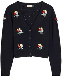 RIXO London - Merinda Floral-Appliquéd Wool Cardigan - Lyst