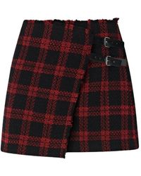 Pinko - Buckled Tartan Mini Skirt - Lyst