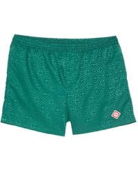 CASABLANCA - Monogram-Jacquard Elasticated Waistband Swim Shorts - Lyst