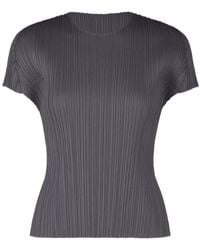 Pleats Please Issey Miyake - Pleated Short-Sleeved Top - Lyst