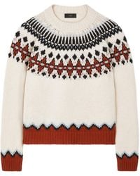 Alanui - Wool Crewneck Sweater With Geometric Detail - Lyst