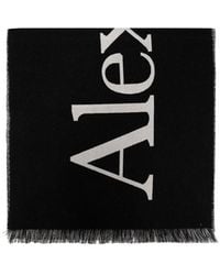 McQueen - Logo Intarsia Knitted Fringed Scarf - Lyst