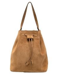 The Row - Drawstring-Fastening Suede Backpack - Lyst