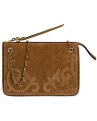 Etro - Suede Bag With Logo - Lyst