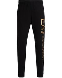 Emporio Armani - Logo-Print Cotton Track Trousers - Lyst