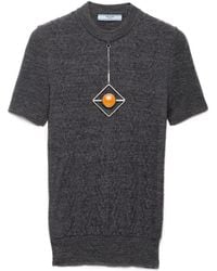 Prada - Short-Sleeve Knit Sweater With Pendants - Lyst