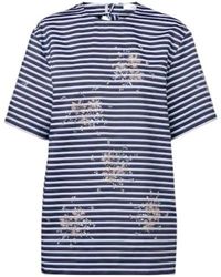 Rabanne - Embellished Striped Cotton Jersey T-Shirt - Lyst