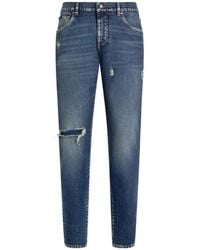 Dolce & Gabbana - Dolce & Gabbana Worn-Look Torn-Knee Jeans - Lyst