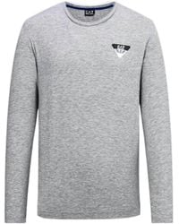 EA7 - T-Shirt With Round Neck And Long Sleeves - Lyst