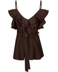 P.A.R.O.S.H. - Ruffled Belted Blouse - Lyst
