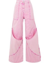 The Attico - Paneled Low-Rise Wide-Leg Jeans - Lyst