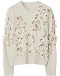 Burberry - Cut-Out Daisy V-Neck Jumper - Lyst