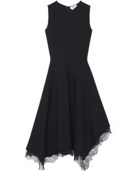 McQueen - Asymmetric Lace-Trim Dress - Lyst