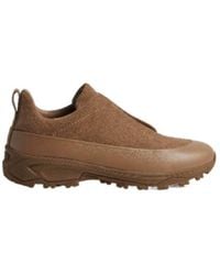 ZEGNA - Dark Leather And Suede Triple Stitch Monte Sneakers - Lyst