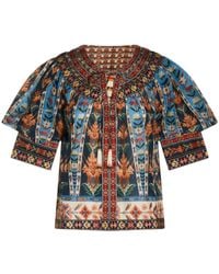FARM Rio - Dress Embroidered Tapestry With Short Sleeves And Embroidery - Lyst