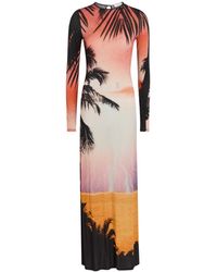 Rabanne - Printed Embellished Stretch-Jersey Maxi Dress - Lyst