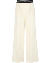 MSGM - Logo Waistband Wide-Leg Pants - Lyst