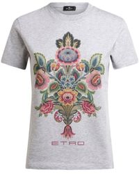 Etro - Cotton T-Shirt With Placed Print - Lyst