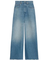 Gucci - Frayed Hem Wide Leg Jeans - Lyst