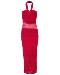 Balmain - Halterneck Openwork-Panel Maxi Dress - Lyst
