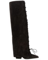 Paris Texas - Jane Fold Over Lace Up Boots - Lyst
