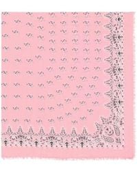 Saint Laurent - Paisley Printed Frayed Edge Scarf - Lyst